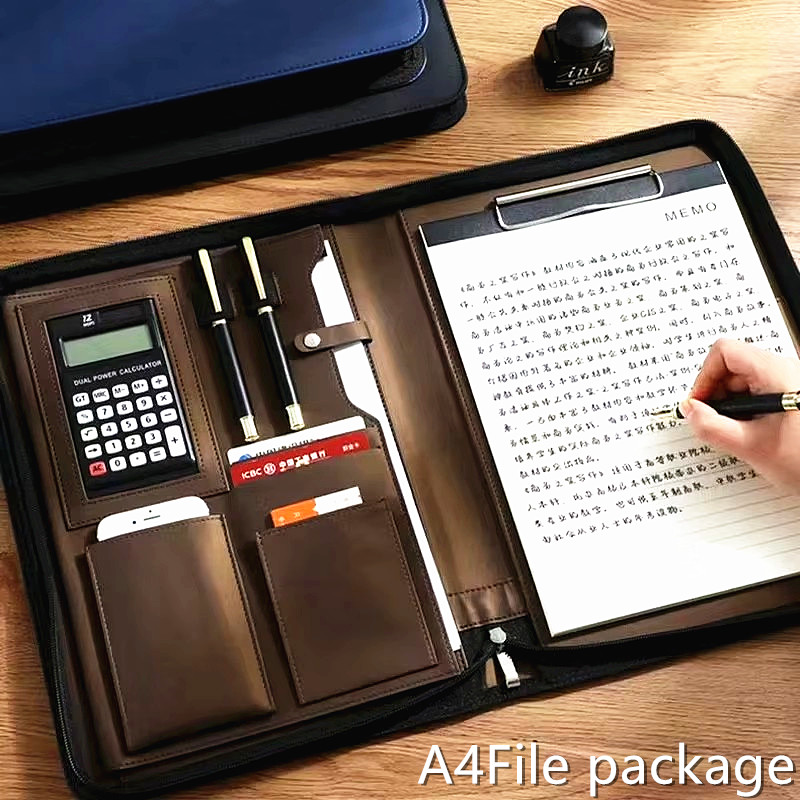 Portfolio Folder Zip - Portafolio de cuero PU, estuche para